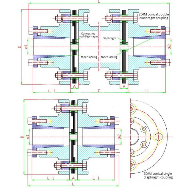 DJM00 DJM23 Khớp nối màng mềm bằng thép cho thiết bị công nghiệp 0