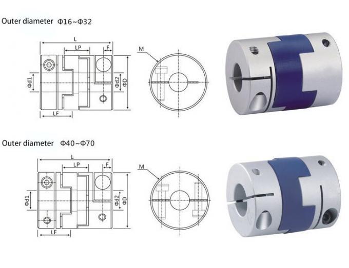 Servo Motor Clamp Type Coupling / Oldham Flexible Coupling Standard